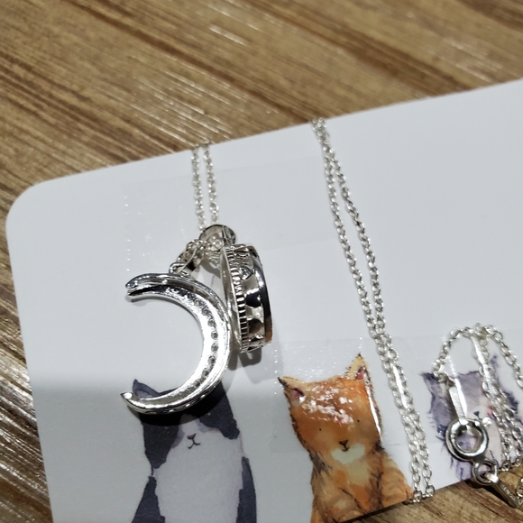 Sterling Silver Bling Cresent 2 PC Detachable I LOVE YOU Moon Necklace Charms - Picture 4 of 9